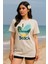 Kadın Beyaz Oversize Tişört – I Love Beach Baskılı Yazlık Pamuklu Kısa Kollu T-Shirt 2