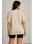 Kadın Beyaz Oversize Tişört – I Love Beach Baskılı Yazlık Pamuklu Kısa Kollu T-Shirt 3