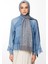Velora Desen Çift Taraflı Şal Koyu Gri-Açık Mavi 1