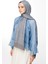 Velora Desen Çift Taraflı Şal Koyu Gri-Açık Mavi 2