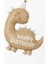 Retro Sevimli Dinazor Happy Birthday Yazılı Folyo Balon 2