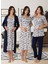 Dvina Effortt Lohusa 4'lü Set - Sabahlık/pijama Takımı/gecelik Lacivert - 8016 1