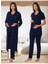 Dvina Effortt Lohusa Sabahlıklı Pijama Takımı Lacivert - 8024 1