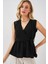Kadın Kruvaze Yaka Kolsuz Bluz 966 - Siyah 1