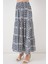 Kadın Desenli Uzun Etek 8053 - Krem 2