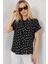 Kadın Kısa Kol Desenli Gömlek 20310 - Siyah 4