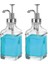 2’li Cam Sıvı Sabun ve Losyon Etiketli Gümüş Tıpalı Deterjan Şişesi Sabunluk 500 ml - 2112020-S C1-1-289 2