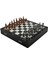 Orta Boy Metal Truva-Sparta Satranç Takımı Antik ve Mermer Desenli Sandıklı Mdf Tahtası (36X36X6 Cm.) 1