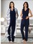 Dvina Effortt Lohusa Sabahlıklı Pijama Takımı Lacivert - 8034 1
