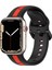 Apple Watch ile Uyumlu 42/44/45/49 mm Için Metal Tokalı Spor Silikon Kordon Çift Renkli Hava Alabilen Delikli Kayış 1
