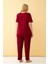 Modaserdem Akbeniz Kadın Bordo Love Yazılı Büyük Beden Pijama Takımı 5