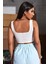 Kadın Beyaz Kalın Askılı Crop Top Büstiyer 2