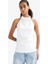 Slim Fit Dar Kesim Halter Yaka Bluz F8007AX25AU 1