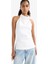 Slim Fit Dar Kesim Halter Yaka Bluz F8007AX25AU 3
