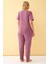 Akbeniz Kadın Mürdüm More Love Yazılı Büyük Beden Pijama Takımı 5