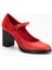 Kadın Hakiki Deri Bantlı Topuklu Ayakkabı Kırmızı 4