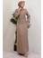 Yase Taşlı Elbise Bej 4