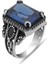 Lacivert Taşlı 925 Gümüş Serçe Parmak Erkek Yüzük 2