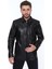 Hakiki Deri Siyah Düğmeli Dört Cepli Erkek Deri Ceket 3