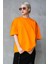Süper Kalite Unisex Pamuk Oranj Bisiklet Yaka Oversize Boyfriend T-Shirt Kadın Erkek Turuncu Orange 3