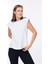 Kadın %100 Organik Pamuk Beyaz Omuz Vatkalı Kolsuz T-Shirt 1