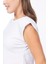 Kadın %100 Organik Pamuk Beyaz Omuz Vatkalı Kolsuz T-Shirt 4