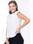 Kadın %100 Organik Pamuk Beyaz Omuz Vatkalı Kolsuz T-Shirt 5
