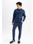 Erkek Indigo Slim Fit Jogger Manşetli Eşofman Altı 3