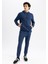 Erkek Indigo Slim Fit Jogger Manşetli Eşofman Altı 4