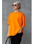 Süper Kalite Unisex Pamuk Oranj Bisiklet Yaka Oversize Boyfriend T-Shirt Kadın Erkek Turuncu Orange 1