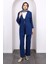 Indigo Ön Bağlamalı Bürümcük Kimono Pantolonlu Takım 1