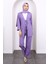 Lila Ön Bağlamalı Bürümcük Kimono Pantolonlu Takım 2