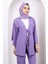 Lila Ön Bağlamalı Bürümcük Kimono Pantolonlu Takım 3