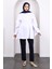 Beyaz Beli Ipli Volanlı Tunik 2