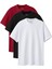 Unisex Oversize Basic 3'lü Siyah Beyaz Bordo Renk T-Shirt 1