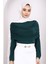 Zümrüt Yeşili Kol Yaka Detaylı Sandy Bluz 2