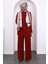 Bordo Ön Bağlamalı Tunik Pantolonlu Takım 4