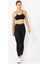 Süper Kalite Siyah Penye Pamuklu Likralı Uzun Tayt Yüksek Bel 3