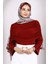 Bordo Kol Yaka Detaylı Sandy Bluz 3