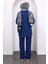 Indigo Ön Bağlamalı Bürümcük Kimono Pantolonlu Takım 4