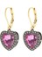 Crystal Heart Earrings, Altın Kaplama Kalp Küpe 1
