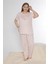 Büyük Beden Battal Viskon Kısa Kol Yazlık Pijama Takımı Dowry B08-90 1