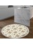 Kaymaz Dijital Mutfak & Salon Halı Yıldız Deri Saçaklı Yuvarlak Vintage AL5008 Bej 5