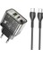 Hoco N34 PD20W Usb+Type-C + Type-C Kablo Hızlı Şarj Adaptör SETI-(5775) - HNK1581-6173 1