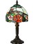 Rose Flower Tiffany Stil Masa Lambası, Kırmızı, Antik Cam Desenli 1