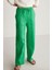 Sadıe Kadın %100 Keten Relaxed Kalıp Beli Lastikli Yeşil Pantolon 1