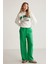 Sadıe Kadın %100 Keten Relaxed Kalıp Beli Lastikli Yeşil Pantolon 5