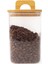 1200 ml Bambu Kapaklı Kare Cam Kavanoz BOR048 1
