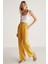 Sadıe Kadın %100 Keten Relaxed Kalıp Beli Lastikli Sarı Pantolon 5