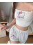 Hello Kitty Baskılı Beyaz Kadın Şortlu Pijama Takımı – Desteksiz Balensiz Ince Askılı Crop Üst 2